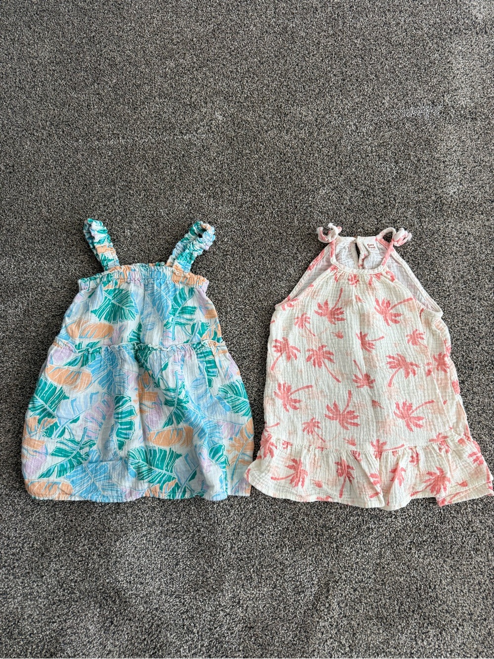 Toddler 3T Girls Tropical Print Sundress - Teal & Coral Prints
